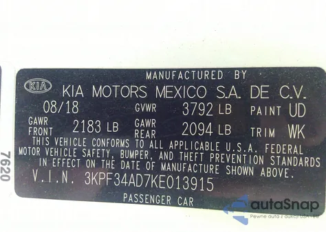 2019 Kia Forte S из США, поврежденный, VIN 3KPF34AD7KE013915